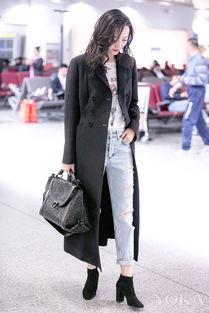 明星黑色风衣,明星演绎经典黑色风衣风采